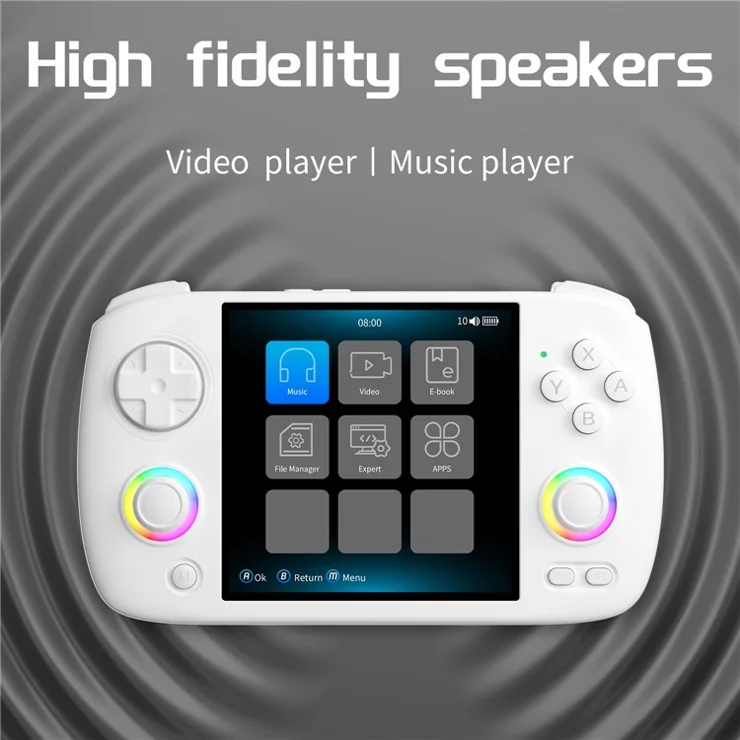 AMPOWN RG Cubexx 3.95-inch IPS Screen Quad-Core CPU Linux System Game Console, with 32G+128G TF Card - White