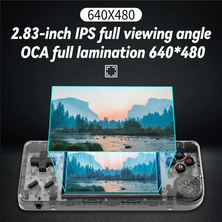 AMPOWN RG28XX 32G + 64G Handheld Retro Arcade Game Console Portable Nostalgic Gaming Machine - Transparent Black