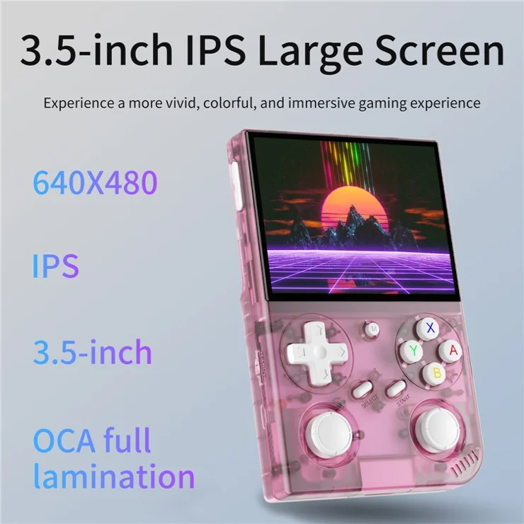 ANBERNIC G350 128GB Handheld Game Console WiFi Multiplayer Game Machine Support Wired Controller - Transparent Pink