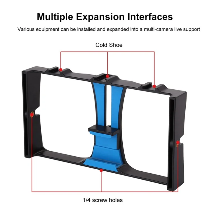 PULUZ PKT3026 Handheld Cage Rig Kit Cell Phone Ring Fill Light with Adapter for Photography Live Streaming - Blue
