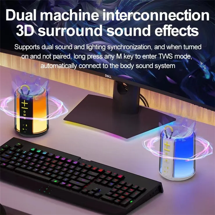 S16 Outdoor Mini TWS Bluetooth-compatible Speaker FM Radio Colorful Light Portable Subwoofer