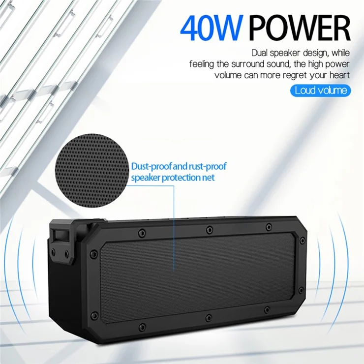 CYBORIS X3-Pro-N 40W NFC Bluetooth-compatible Speaker Subwoofer Waterproof Bass Sound Speaker - Black