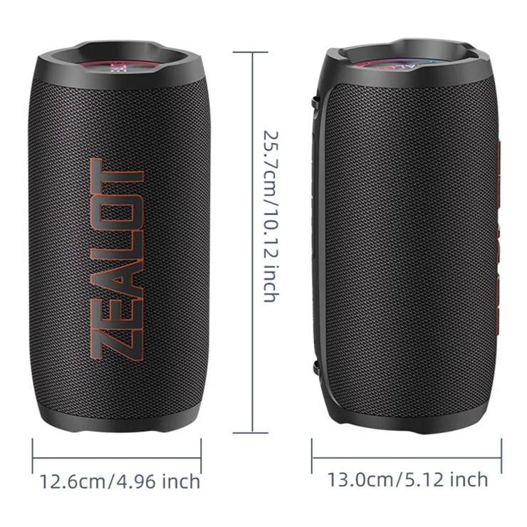 ZEALOT S76 50W Portable Bluetooth-compatible Speaker Waterproof Wireless Stereo Music Subwoofer - Grey
