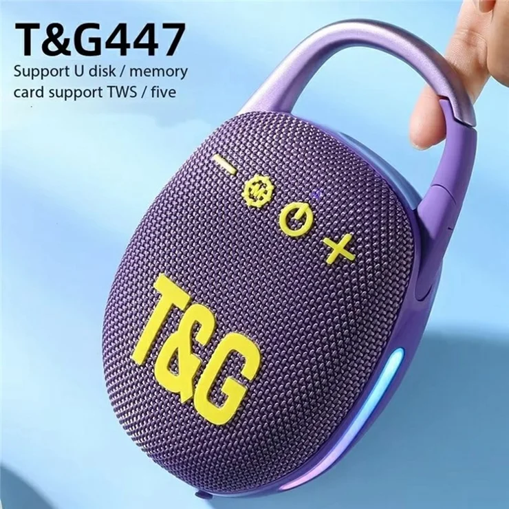 T&G TG447 Mini Portable Bluetooth-Compatible Speaker Outdoor Sports Fabric Audio Player with TF Card Slot - Black