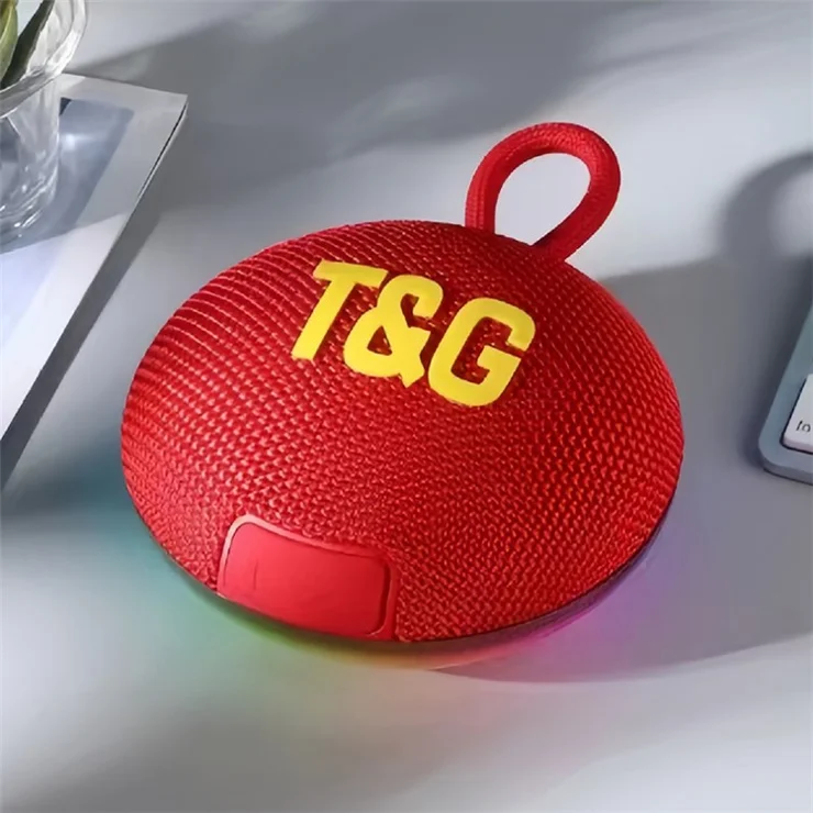 T&G TG-422 Portable Outdoor Bluetooth-Compatible Speaker IPX6 Waterproof LED Light Wireless Loudspeaker - Red