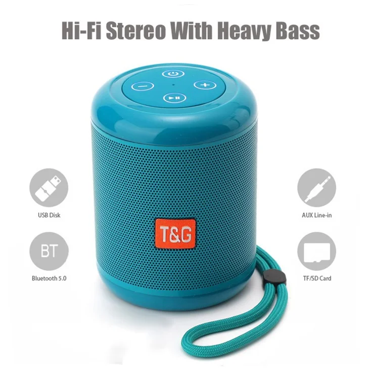 T&G TG519 TWS Bluetooth-compatible Speaker FM Radio Loudspeaker Support TF Card 3.5mm AUX U Disk - Black