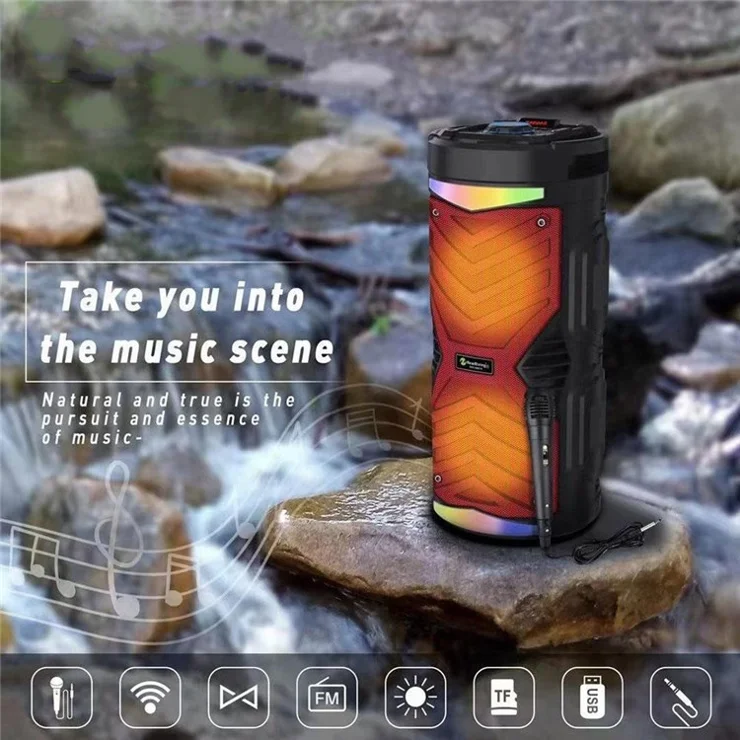 NEWRIXING NRG6601A Outdoor Portable Speaker Wireless Speaker 20W High Power Sound Amplifier with Microphone Support TF Card/FM - Black