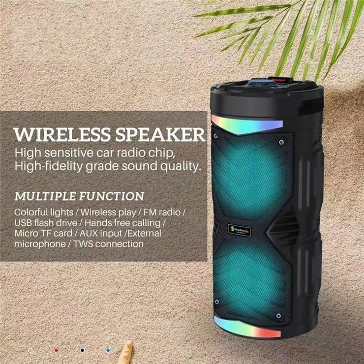 NEWRIXING NRG6601A Portable Karaoke Wireless Bluetooth-compatible Speaker Outdoor 20W High Power Audio Amplifier Support TF Card/AUX/USB/FM Radio - Black