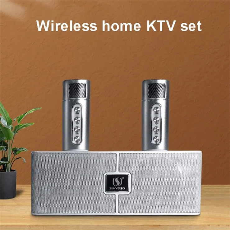 YS204 Wireless Microphones Bluetooth-compatible Speaker System Home Party KTV Karaoke Singing Machine Kit - White