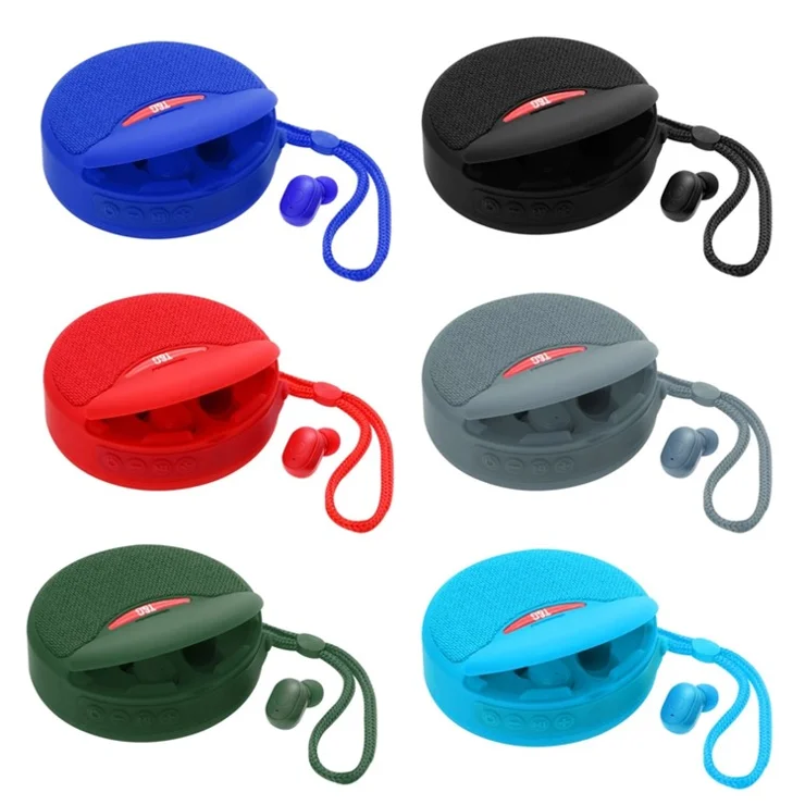 TG808 2-in-1 TWS Wireless Speaker Bluetooth-compatible Earphone Stereo Sound Subwoofer Supports Hands-free Call / TF Card Playback / FM - Red