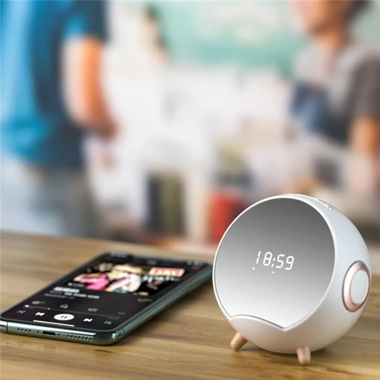 Smart Bluetooth-compatible Speaker Support Wireless Charging Home Voice Mirror Design Mini Speaker with Cell Phone Stand