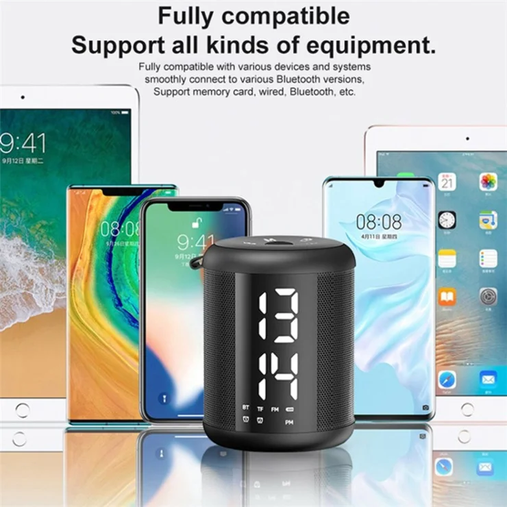 Outdoor Bluetooth-compatible Speaker with Noise-Canceling Microphone Portable Speaker Support FM Radio - Black