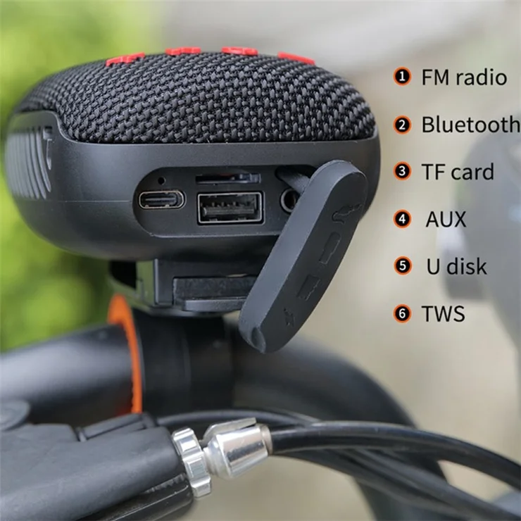 T&G TG392 Outdoor Bicycle Wireless Bluetooth-compatible Speaker Portable Sound Box Waterproof FM Radio Subwoofer - Grey