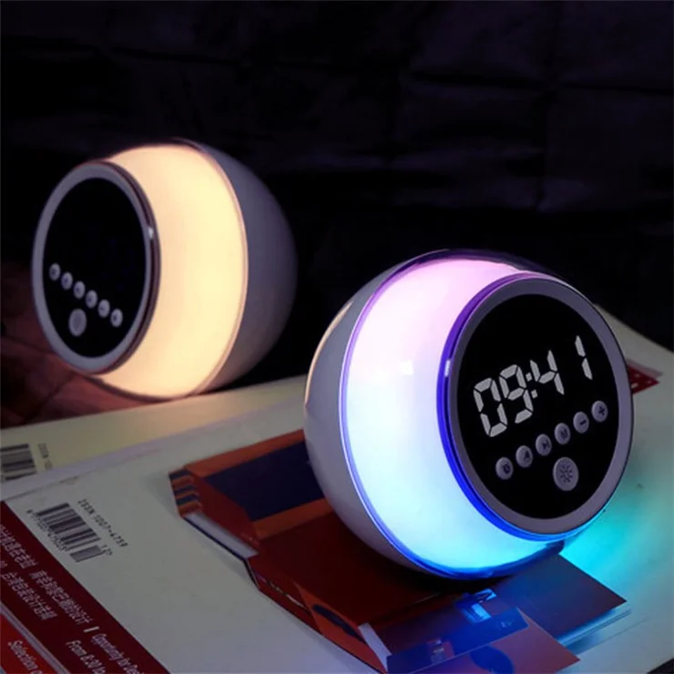 P12 Alarm Clock Portable Bluetooth-compatible Speaker Dimmable LED Light FM Radio with Timer Function