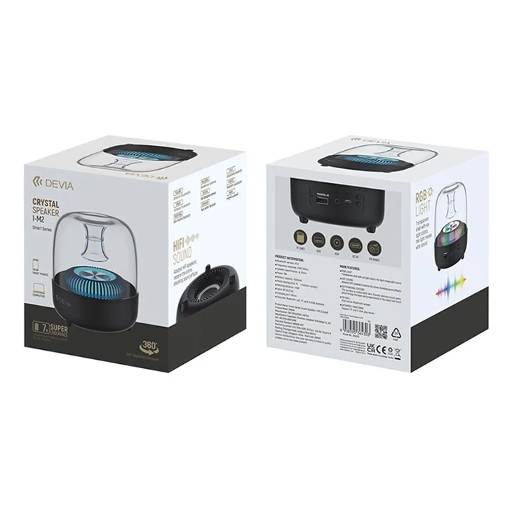 DEVIA Smart Series EM046 Crystal Bluetooth-compatible Speaker RGB Light HiFi Sound Wireless Music Subwoofer (I-M2)