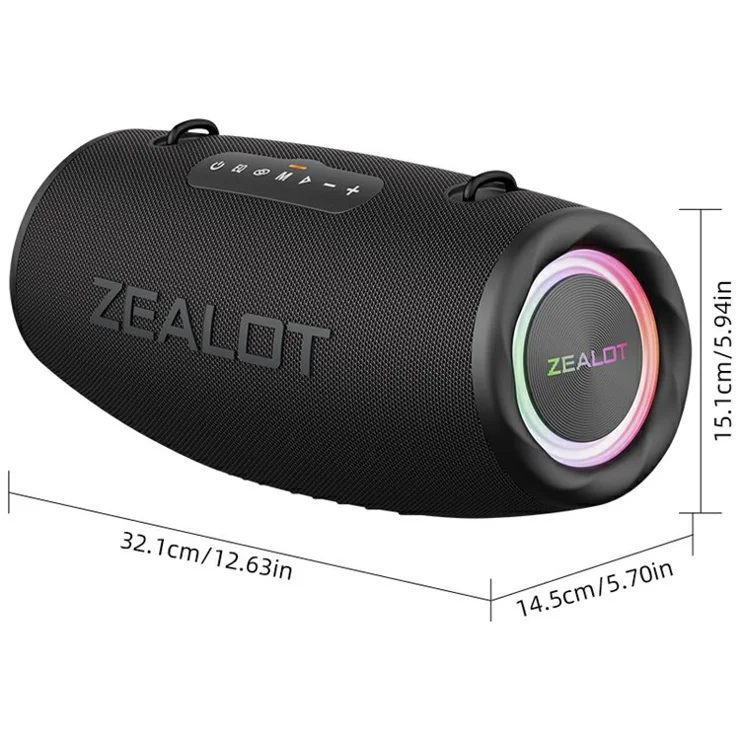 ZEALOT S87 Bluetooth-compatible Speaker RGB Light Outdoor 80W High Power Subwoofer - Black