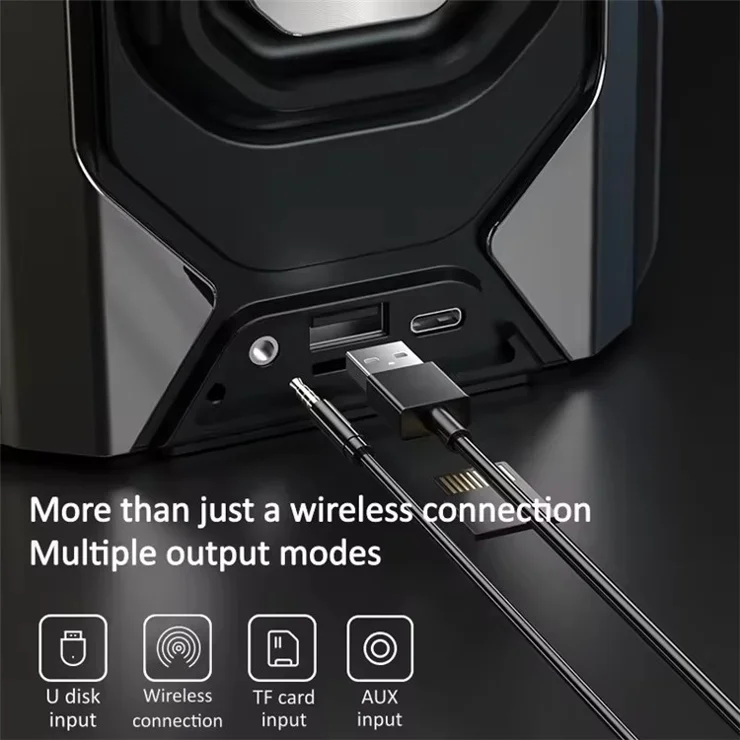 GQ18 Cool Mecha Style RGB Light Portable Bluetooth-compatible Speaker Wireless Music Subwoofer
