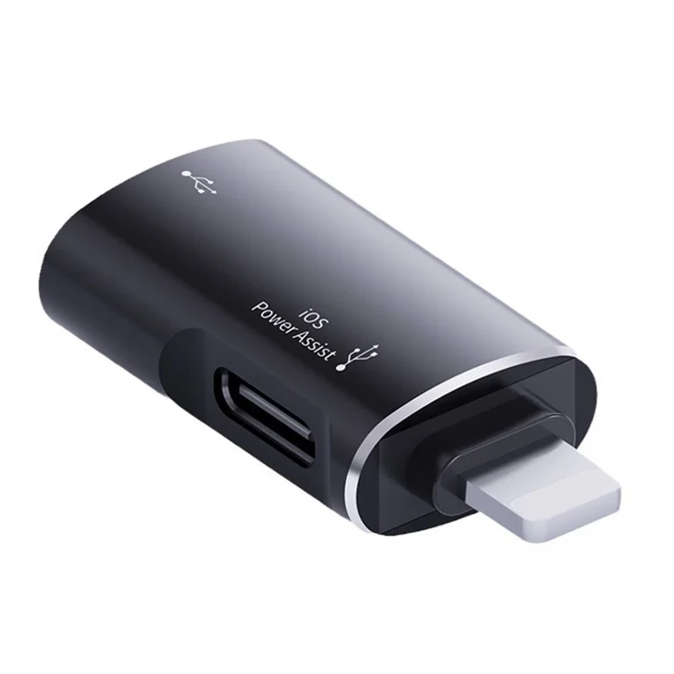 JS-103 For iPhone iPad Connector 7Pin Male to USB+Type-C Female OTG Adapter - Black