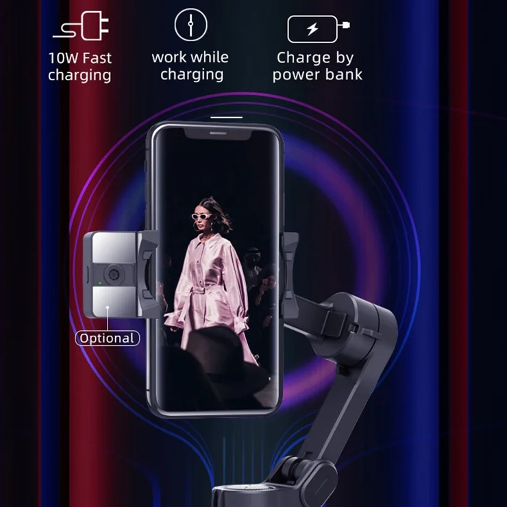 Support Stabilisateur Smartphone Pour Vidéo - Avec Trépied Et 3 Supports Cold Shoe - Réglable - Noir/Rouge