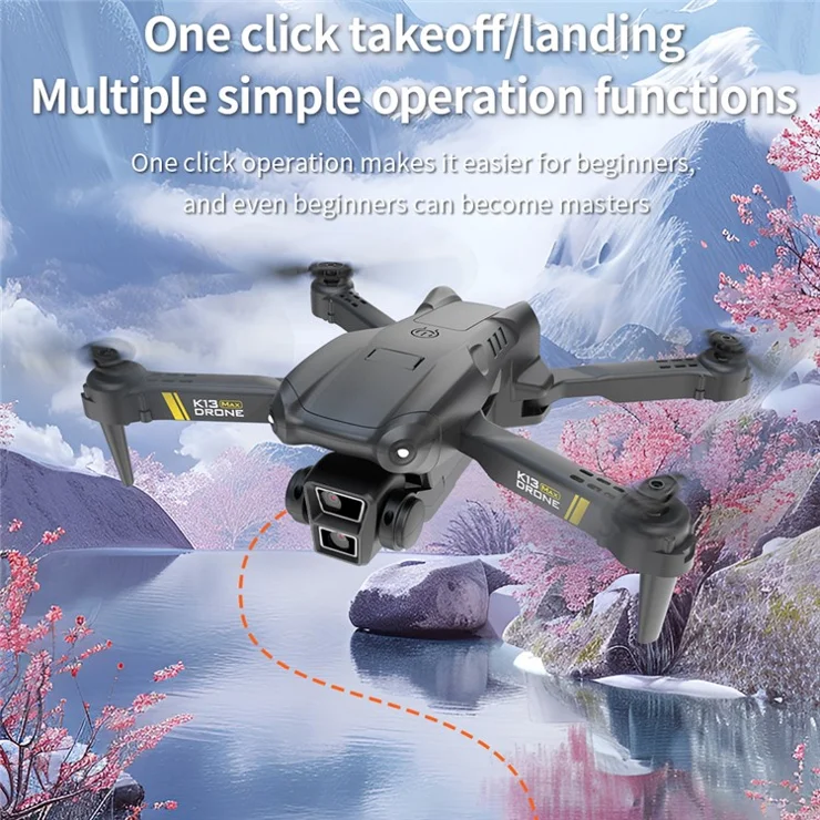 XKJ K13 Max Foldable Quadcopter Toy Altitude Hold Trajectory Flight RC Drone, No Camera / 2 Batteries - Grey