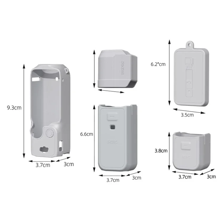 BRDRC For DJI Osmo Pocket 3 Silicone Case Set Lens Cover and Screen Cover Accessories - Grey