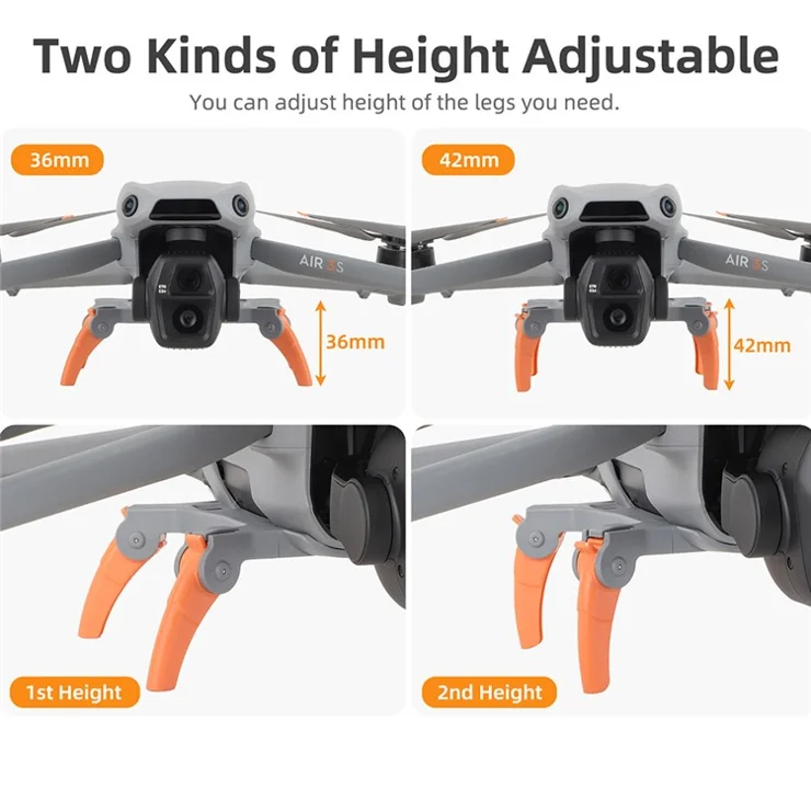 SUNNYLIFE A3S-LG909 For DJI Air 3S / Air 3 Plastic Landing Gear Foldable Drone Heighten Landing Stand - Grey