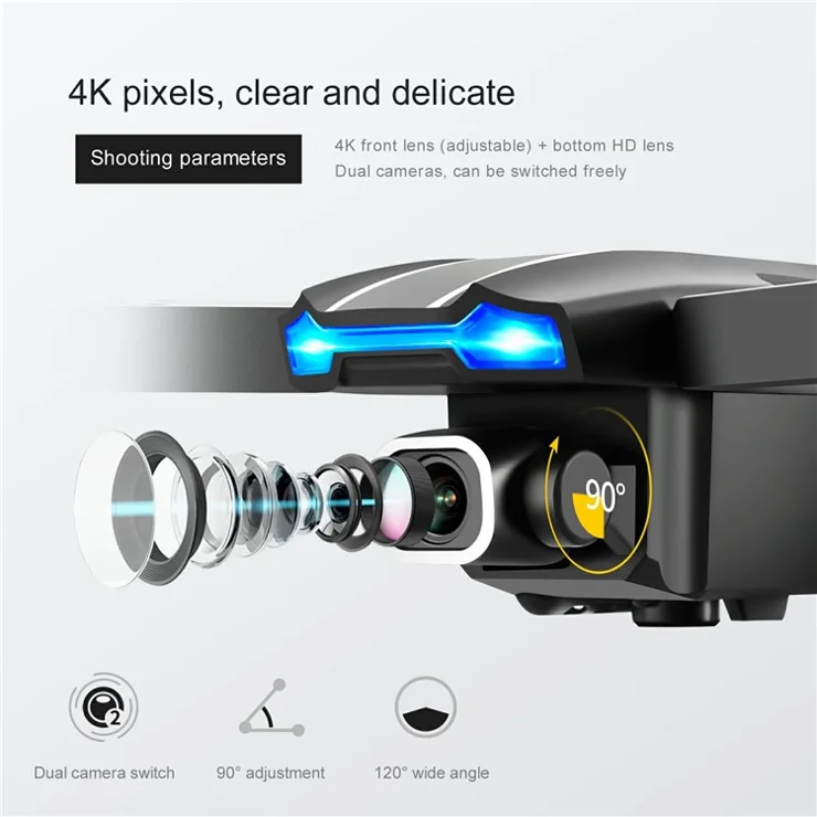 S65 Indoor Outdoor 4K Dual Camera Drone HD Quadcopter Air Pressure Altitude Hold RC Aircraft with Gesture Photo - Orange
