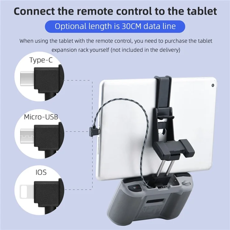 EWB8464 30cm Remote Control Data Connected Cable Cord for DJI Mavic Air 2/Mini 2/Pocket 2/Osmo Pocket - USB to Type-C