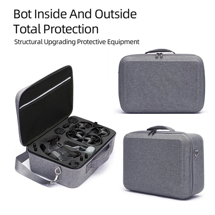 For DJI Avata Fly Smart Combo Shockproof Storage Bag Portable Carrying Case with Shoulder Strap - Grey