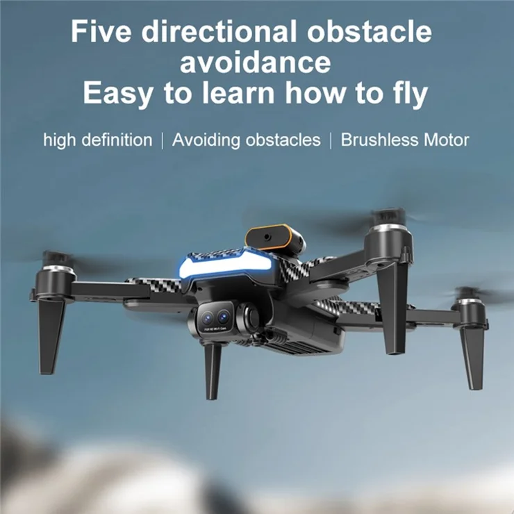 P17 (Pro) Gesture Photography HD Dual Camera Quadcopter RC Drone (Brushless Motor+Optical Flow Positioning+ESC 4 Lens+5-way Obstacle Avoidance), with 2 Batteries - Black