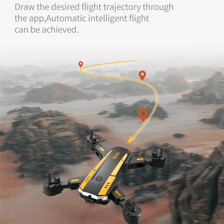 T6 Folding Quadcopter Dual Camera 3-Sided Obstacle Avoidance RC Drone Aircraft with 3 Batteries - Yellow