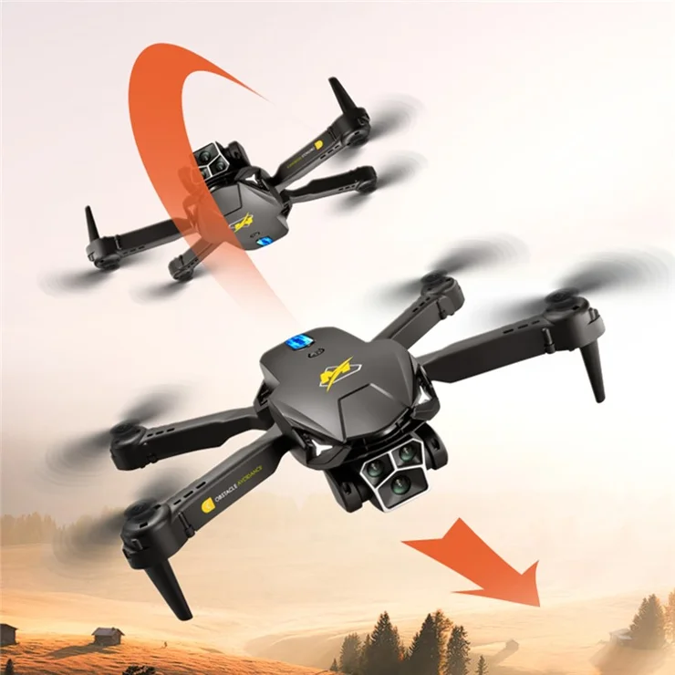 M3 Triple-Lens Camera Drone Remote Control Optical Flow RC Aircraft Quadcopter with 3 Batteries - Orange