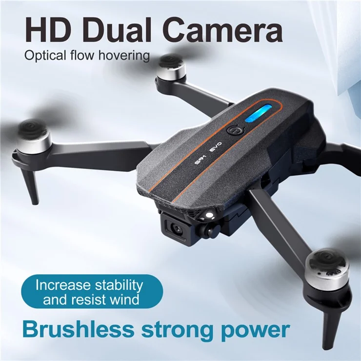 S91 Optical Flow Positioning 4 Channel 6-axis Dual Camera Foldable Brushless Aerial Drone, with 3 Battery - Grey