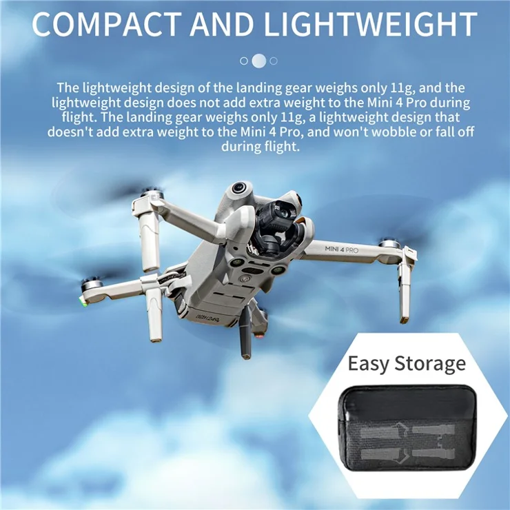 STARTRC 1134476 For DJI Mini 4 Pro Split Type Heighten Landing Gear Drone Anti-drop Landing Stand Set