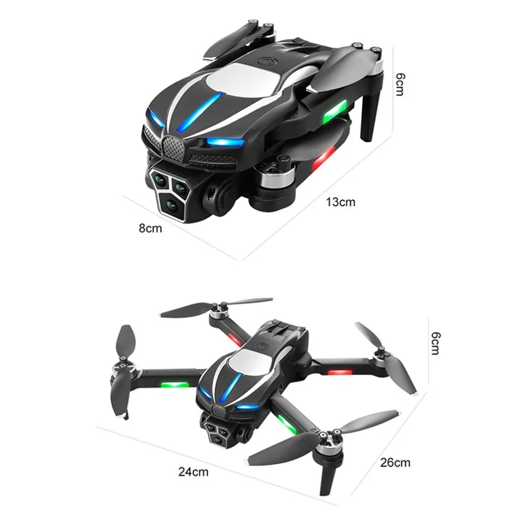 M2 Folding RC Drone with Three Camera Optical Flow Positioning Brushless Motor RC Quadcopter with 2 Batteries - Grey