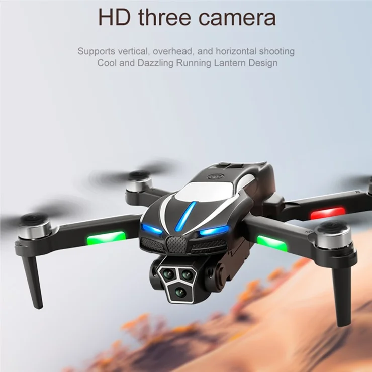 M2 Optical Flow Positioning Folding RC Drone with Three Camera Brushless Motor Quadcopter with 3 Batteries - Black
