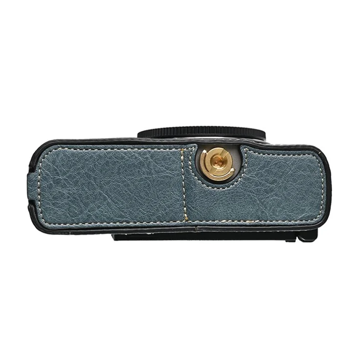 For Panasonic Lumix S9 Camera Case Large Cutout Litchi Texture PU Leather Protective Cover - Blue