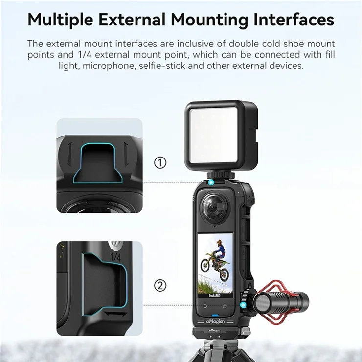 AMAGISN For Insta360 X4 Quick-Release Frame Cage PC Protective Case Camera Accessories