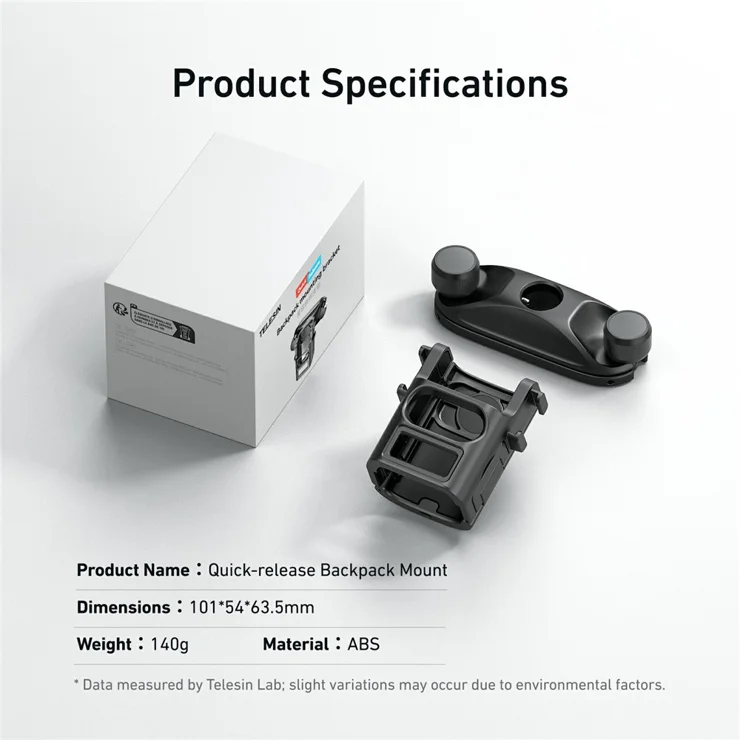 TELESIN° Support De Sac à Dos Avec Crochet En J Pour Caméras De Sport GP-BPM-003 - Compatible Avec Xiaomi Osmo Action SJCAM