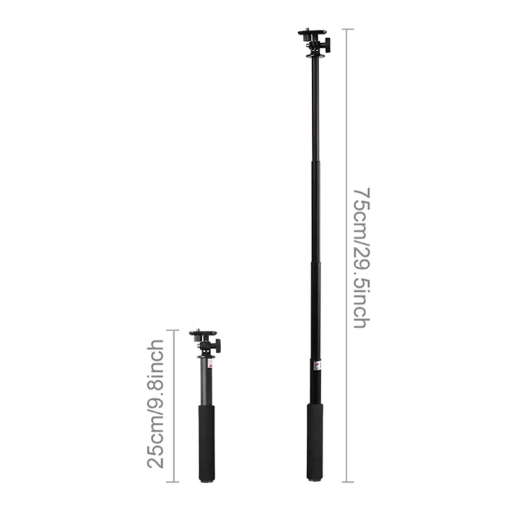 29-Inch Long Aluminum Alloy Camera Selfie Stick for GoPro Hero9 8 7 6 5 Sjcam Sj8 Yi 4K Eken H9