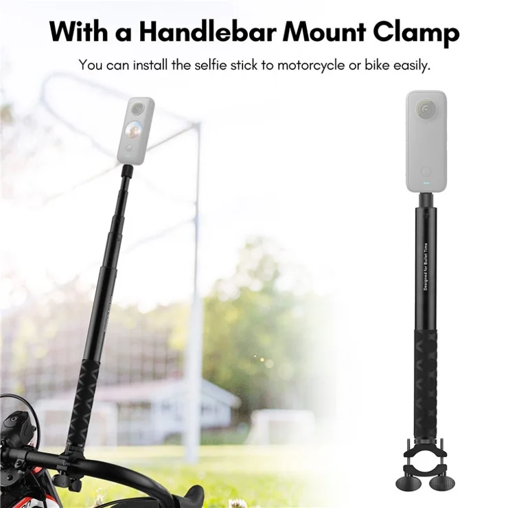 L38111 1.11m Motorcycle Bike Invisible Selfie Stick Handlebar Mount Bracket with 1 / 4 Inch Screw for Insta360 One X2 / RS Camera
