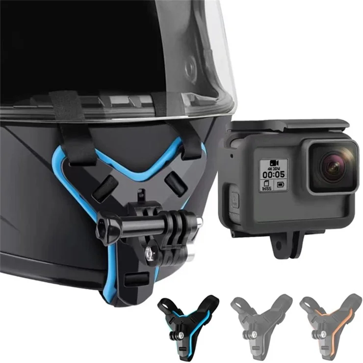 4-in-1 Motorcycle Helmet Chin Strap Mount Compatible with GoPro Insta 360 Session - Blue