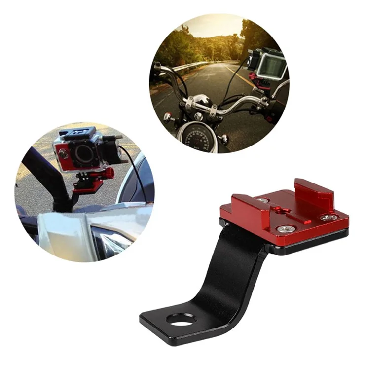 G082 For GoPro Action Camera Motorcycle Rearview Mirror Mount Bracket CNC Aluminum Alloy Camera Holder - Red