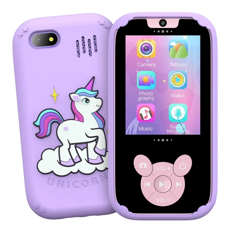 W9 Cartoon Design 2.8-inch Screen Kids Camera Game Alarm Clock Rechargeable HD Camera Toy - Purple