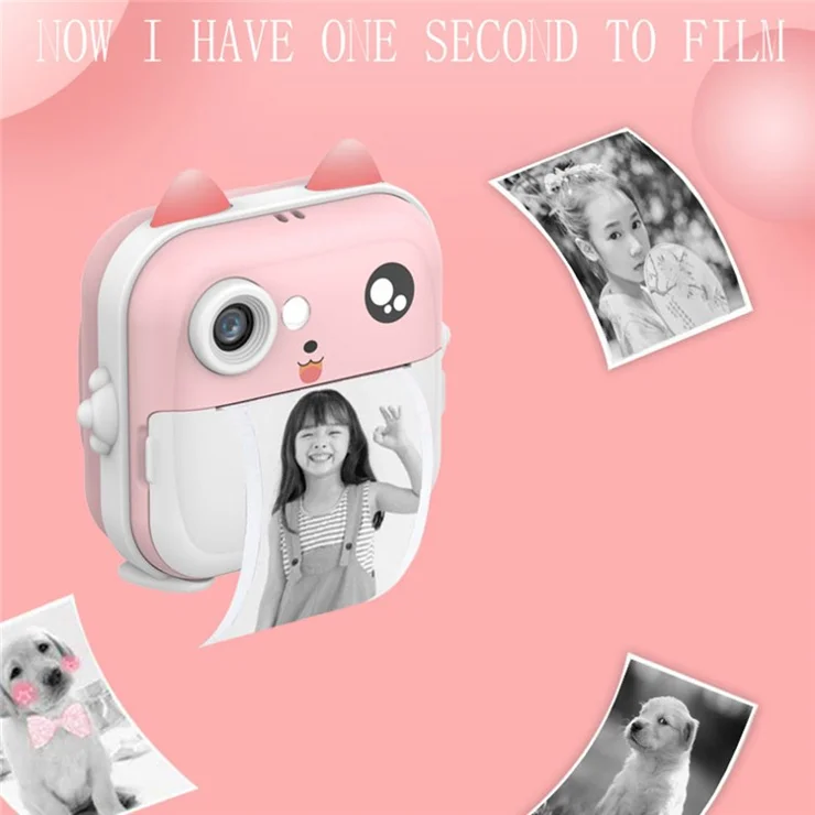 Q5 Portable HD Single-Lens Instant Camera Children Error Printer Camera with 32G Memory Card + Card Reader - Pink