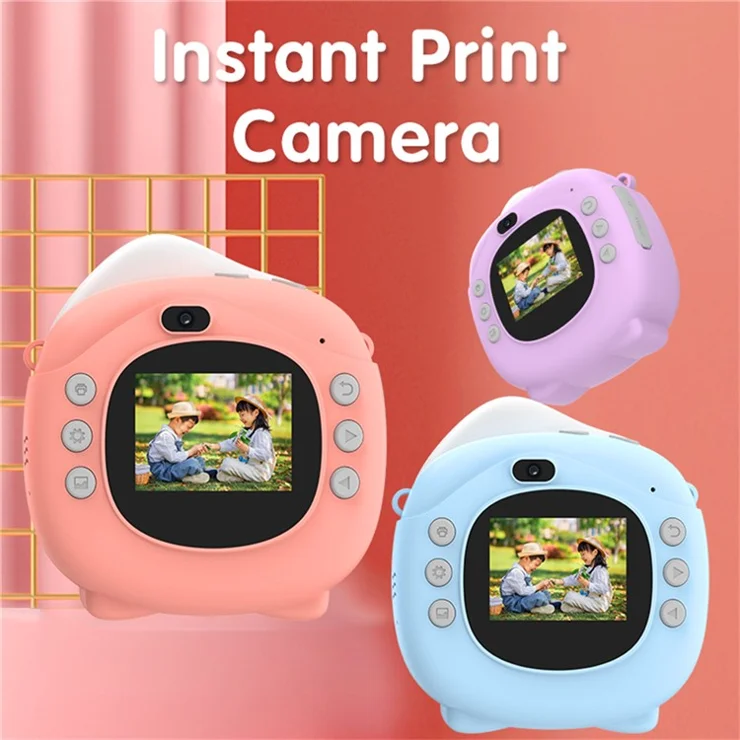D10 2.0-inch IPS Screen Kids Camera Instant Print 1080P Digital Camera Toy with Printing Paper - Yellow