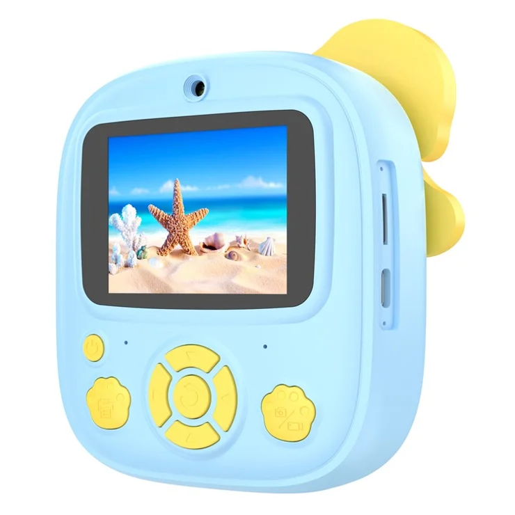 P8 2.4 Inch IPS Screen 8X Zoom Instant Print Kids Camera Dual Lens HD Video Recorder with Colored Pen Set - Blue