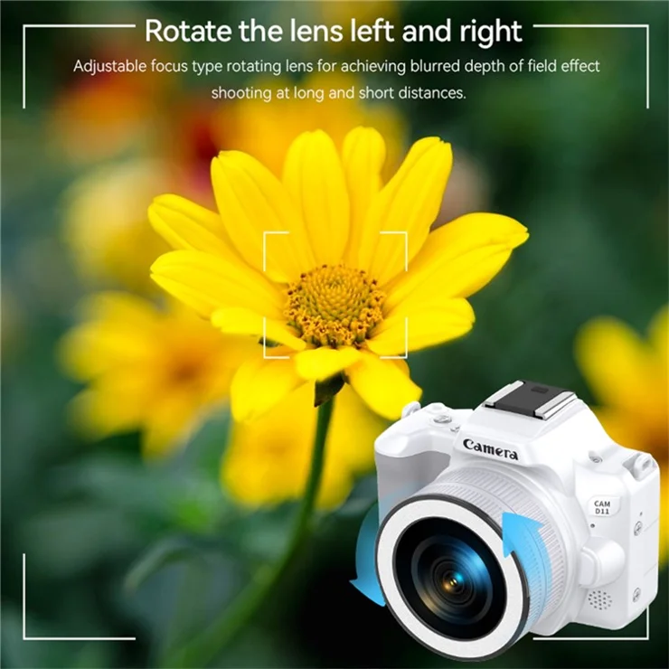 D11 Mini Digital Camera HD Video Recording DSLR Camera 48MP MAX with 8G Memory Card - Black