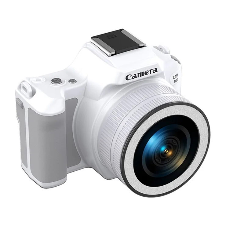 D11 Mini Digital Camera HD Video Recording DSLR Camera 48MP MAX with 64G Memory Card - White