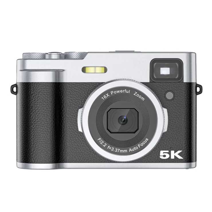 DC203 Kids 5K Camera 48MP Digital Camera 16X Digital Zoom Dual Camera for Teens - Black / US Plug